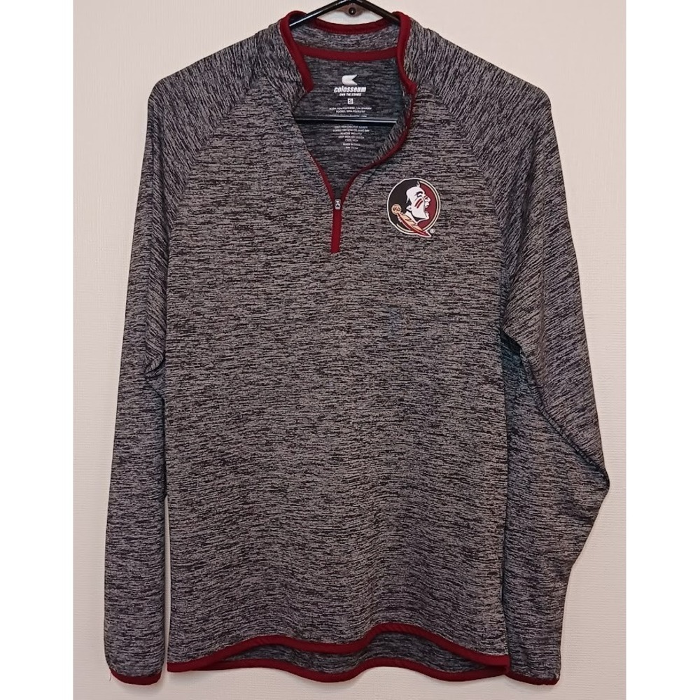 Womens Pullover, Gray Red, Size Small, Moisture Wick, Quarter Zip, Florida State